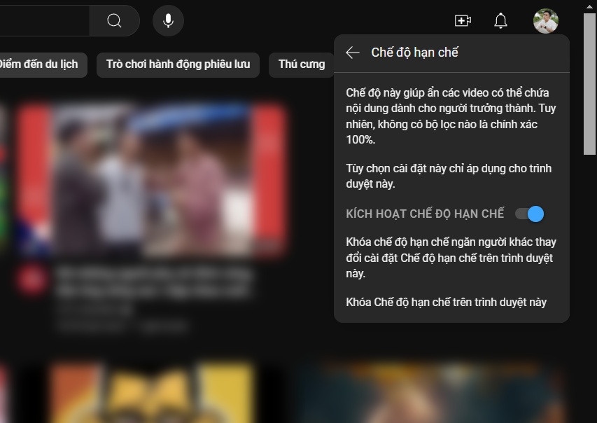 cách chặn kênh youtube không cho trẻ em xem 5
