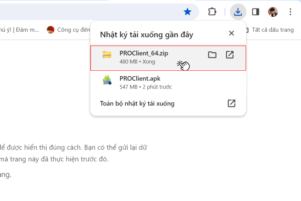 Sau khi tải xuống thành công, hãy nhấn vào tệp vừa tải xuống