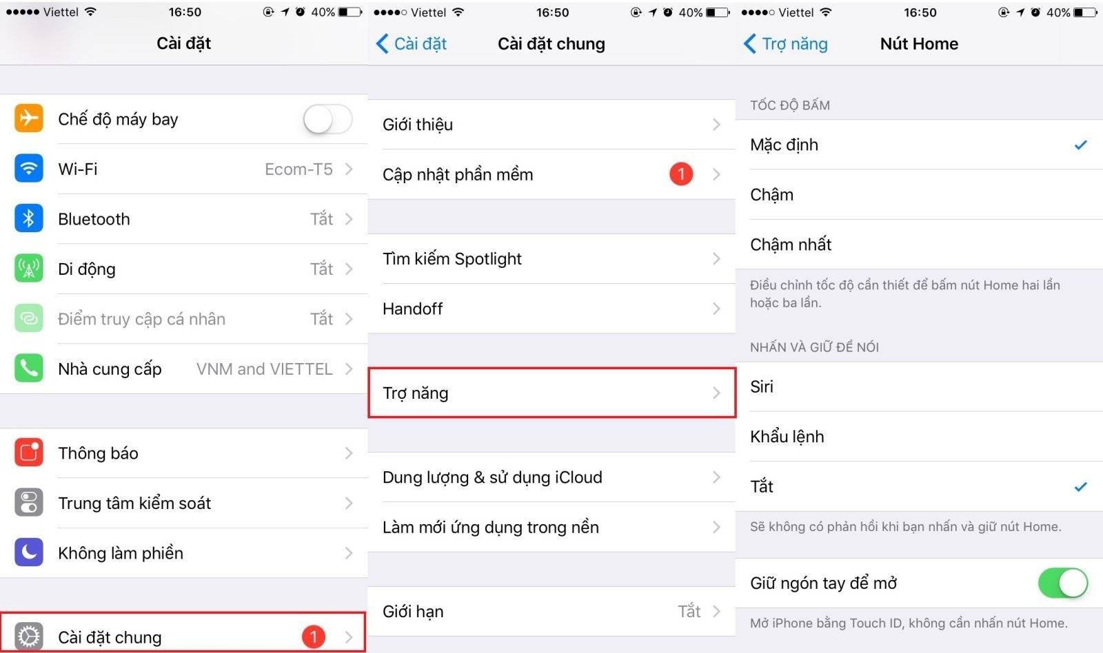 Kích hoạt Assistive Touch