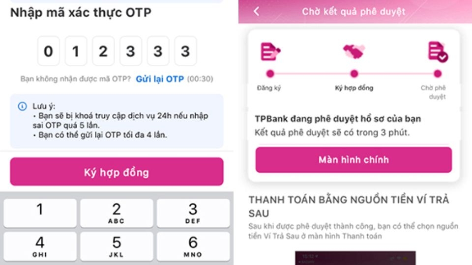 Chờ hệ thống xác nhận