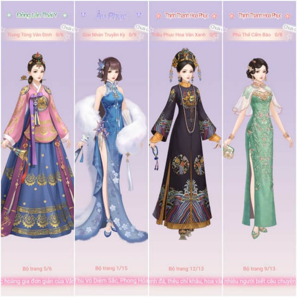Hệ thống trang phục của game Hoàng Hậu Cát Tường