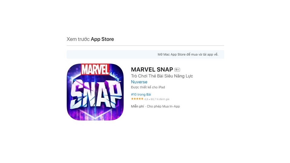 Dễ dàng tải game Marvel Snap trên iOS khi đã thay đổi xong vùng lãnh thổ