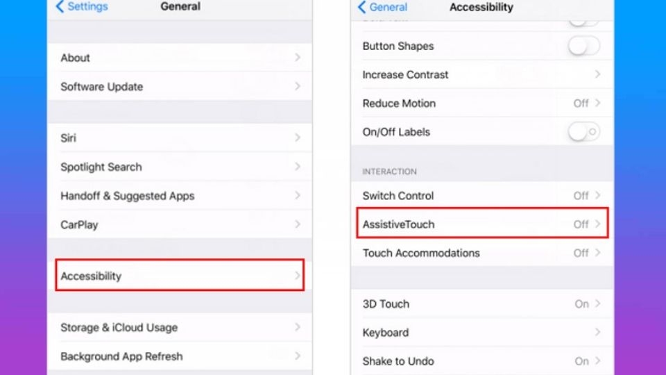 Kích hoạt AssistiveTouch