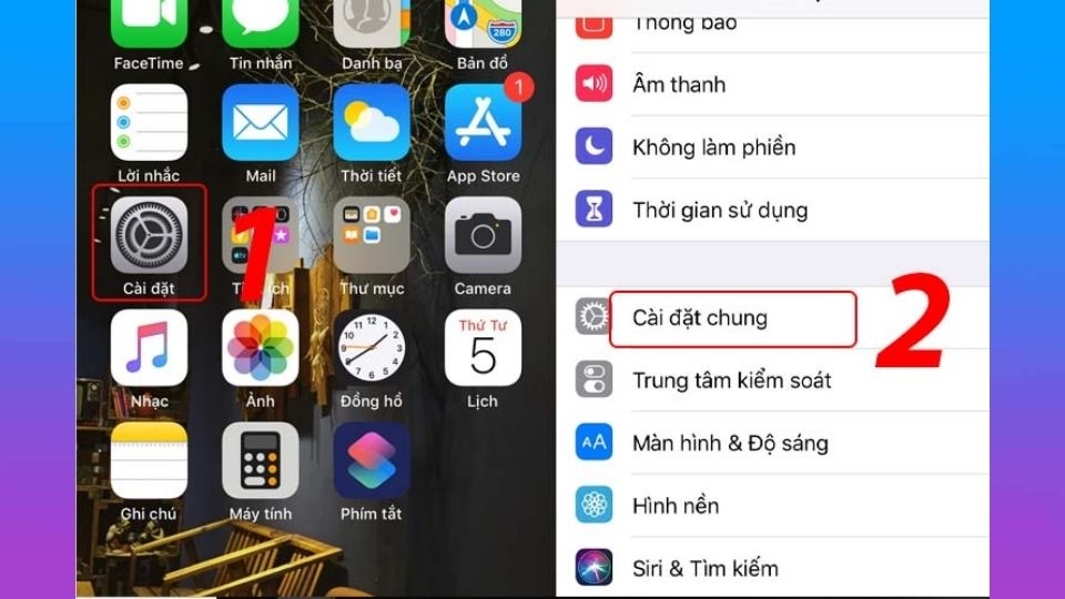 Chọn Cài đặt chung