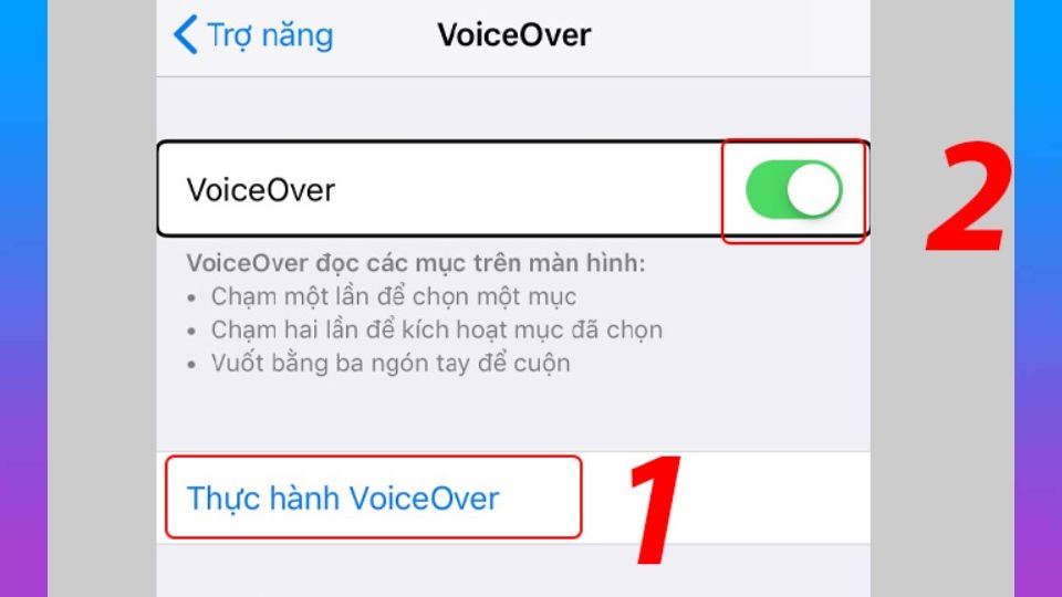 Chạm vào nút Thực hành Voice Over