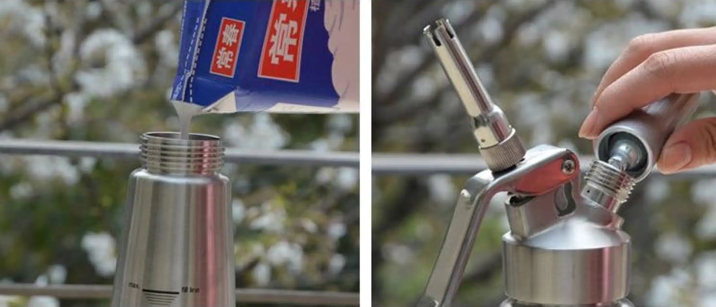 Sau khi đổ kem, đặt viên gas vào ống gas của bình