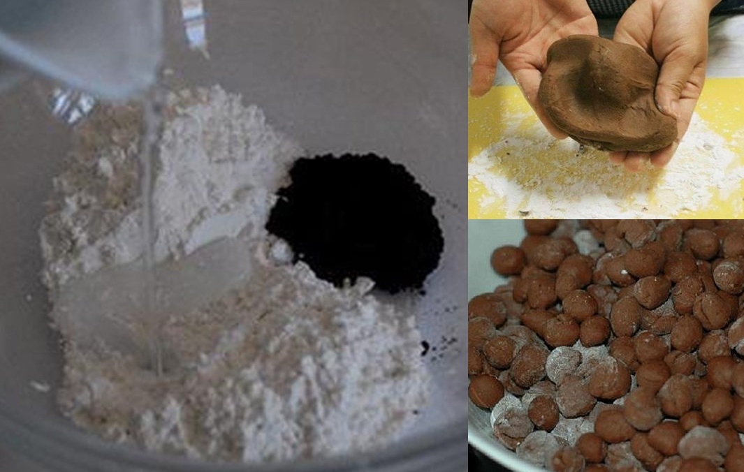 Trộn và nhào bột để nặn trân châu