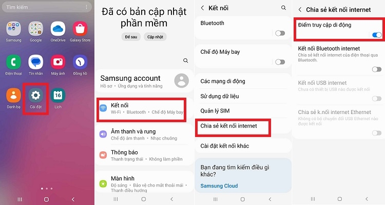 Bật Điểm truy cập di động