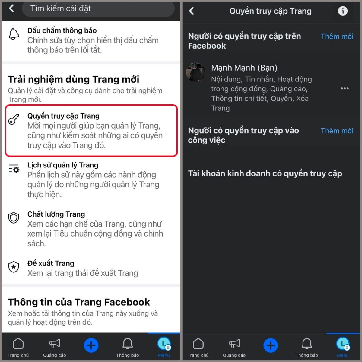 Thiết lập quyền admin của Fanpage không chính thức