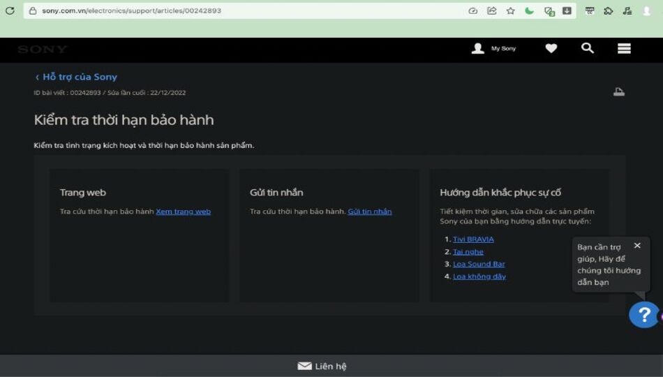 Kiểm tra tai nghe bluetooth Sony chính hãng thông qua thời gian bảo hành