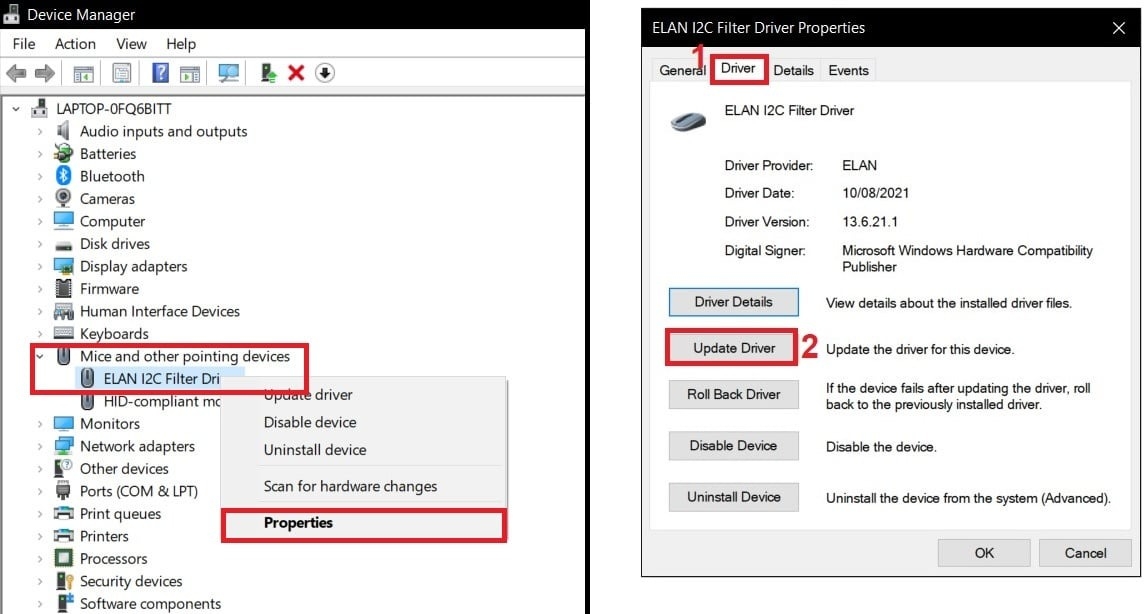 chuột laptop bị khóa HP laptop