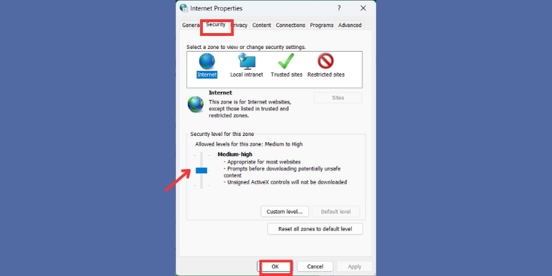 Điều chỉnh bảo mật và quyền riêng tư trên Internet