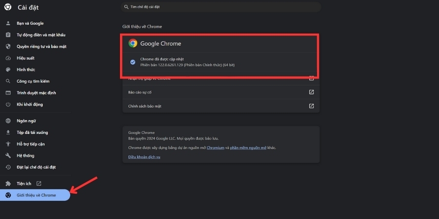 Cập nhật Chrome