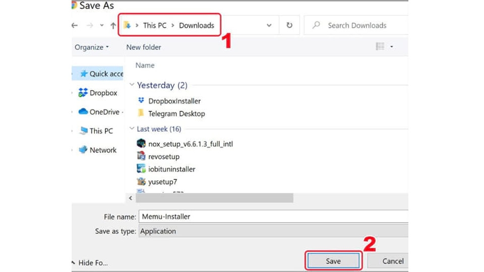 Chọn vị trí lưu file