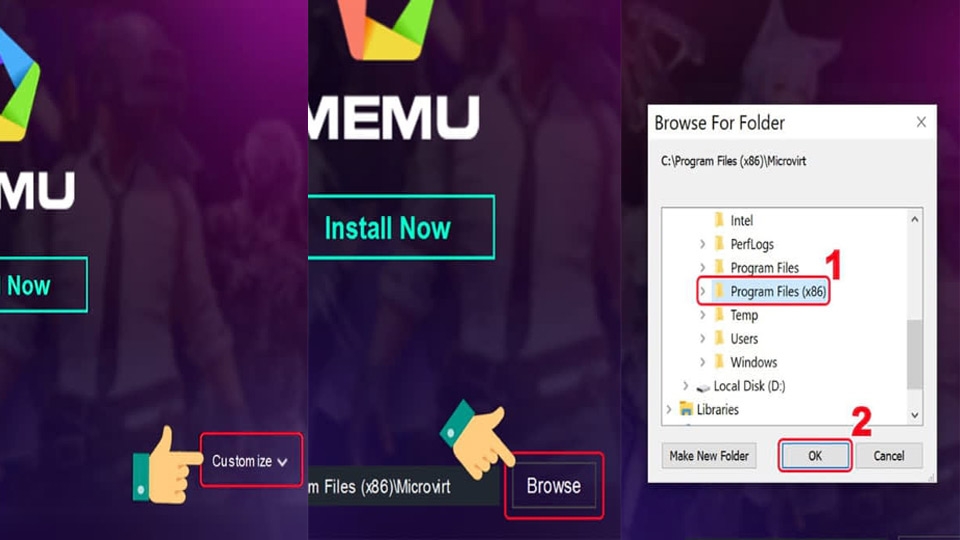 Chọn thư mục lưu trữ cài đặt