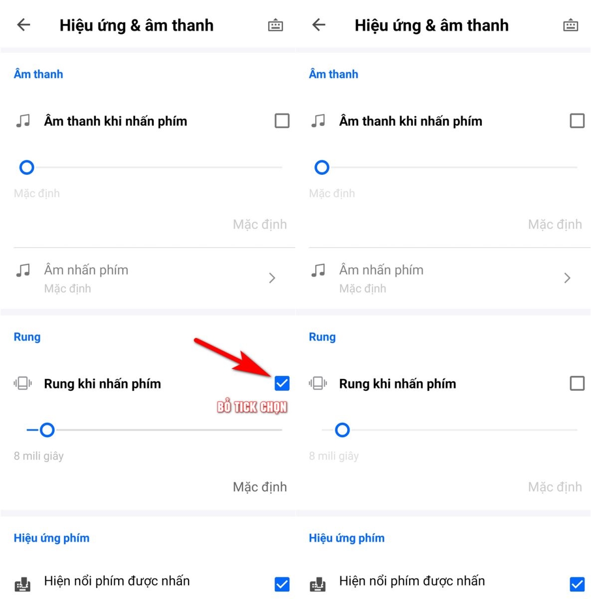 tắt rung bàn phím 5