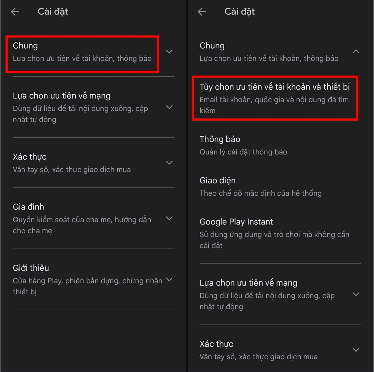 cách chuyển vùng android 9