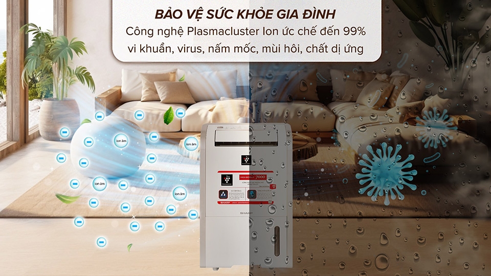 Máy hút ẩm Sharp DW-D20A-W giúp bảo vệ sức khoẻ hiệu quả