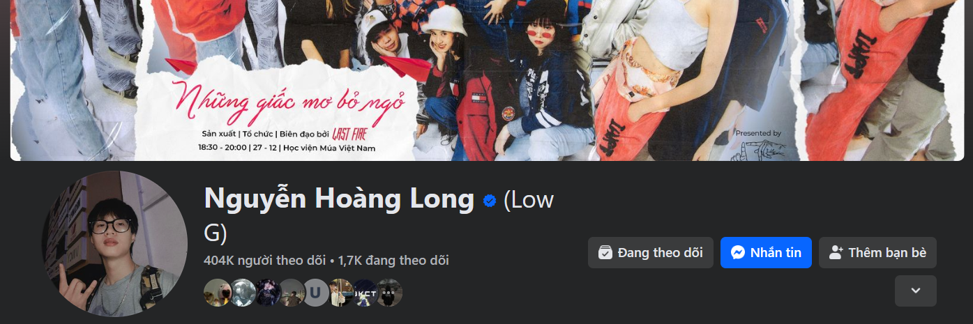 Một ví dụ về Trang cá nhân của người nổi tiếng trên Facebook.