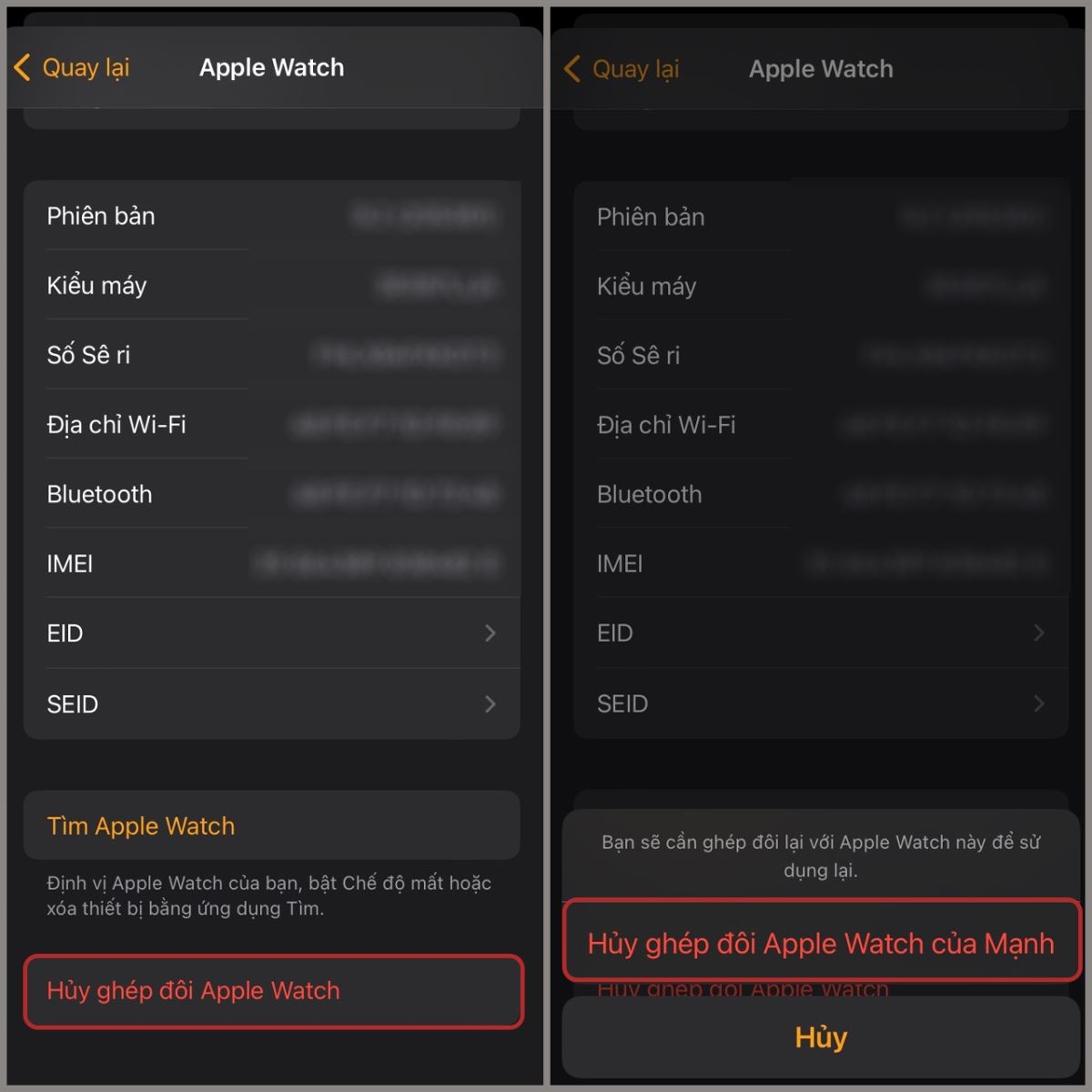 hủy ghép đôi Apple Watch - hình 4