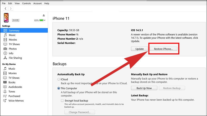 Restore iPhone bằng iTunes: Cách làm đơn giản, chi tiết nhất, dễ thành công ngay lần đầu 7