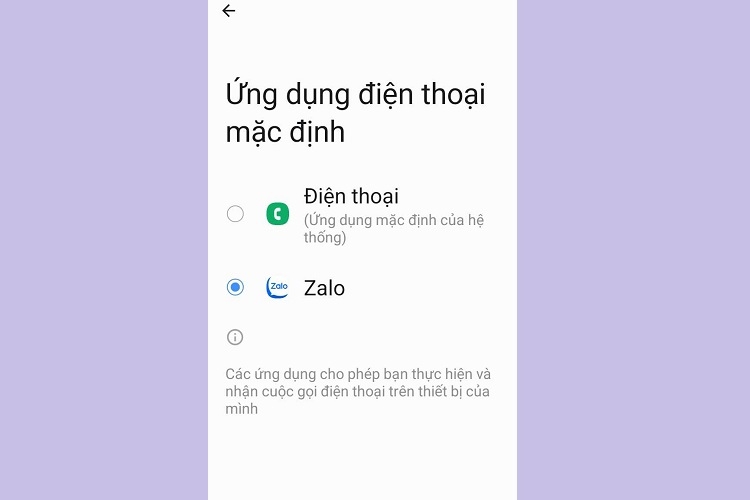Chọn ứng dụng mới muốn cài làm mặc định