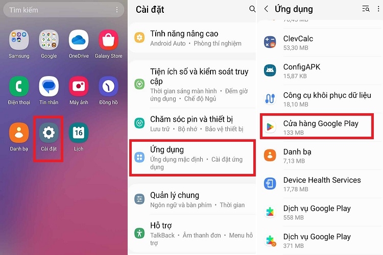 Nhấn Ứng dụng và chọn Ứng dụng mặc định muốn vô hiệu hoá