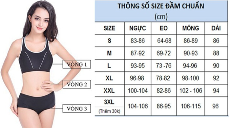 Bảng số đo size s