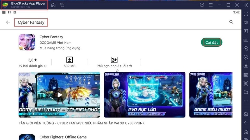 Thao tác tải game Cyber Fantasy trên PC