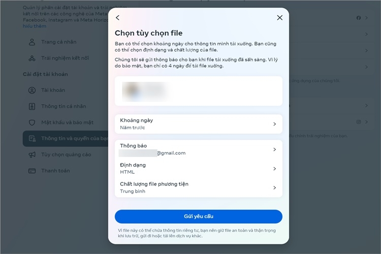Facebook bắt đầu thống kế và gửi file khôi phục tin