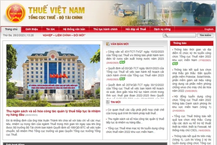 Truy cập vào trang Cổng thông tin điện tử của Tổng cục thuế