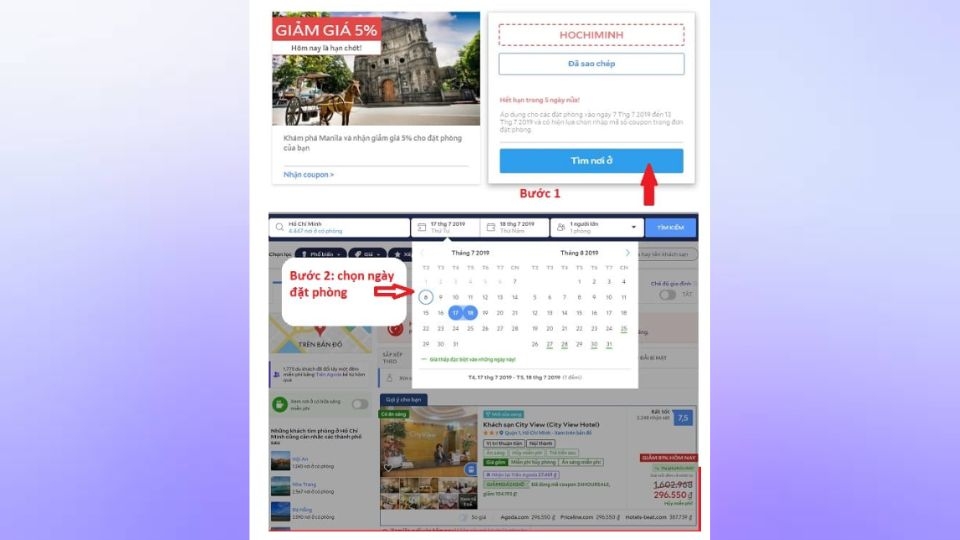 Chọn ngày mà bạn muốn đặt phòng