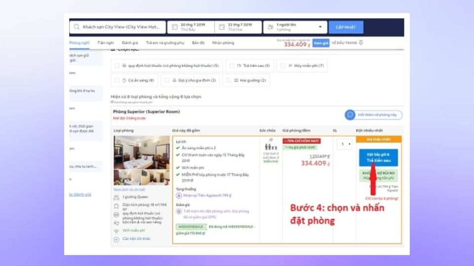 Chọn loại phòng phù hợp