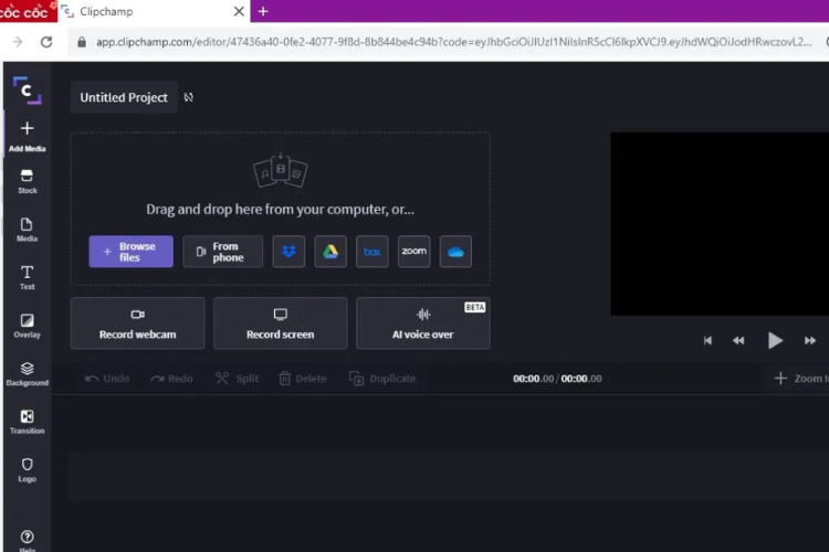 Nhấn vào "Create a video" để bắt đầu tạo video