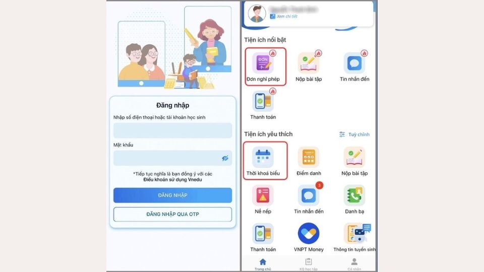 Cách xem thời khóa biểu, lịch học tập