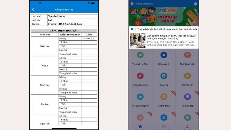 Cập nhật thông báo từ nhà trường