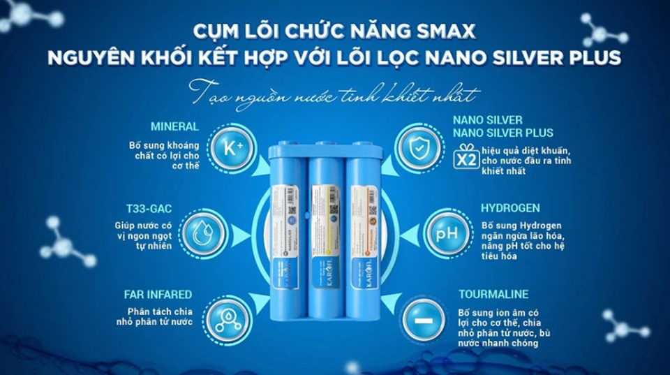 Máy lọc nước nóng lạnh RO Karofi 11 lõi KAD-D66