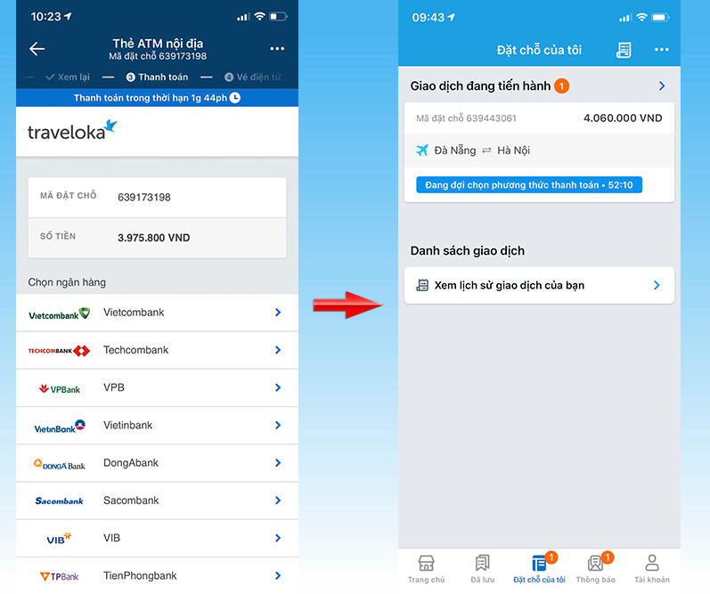 cách kiểm tra vé máy bay đã đặt trên traveloka 2