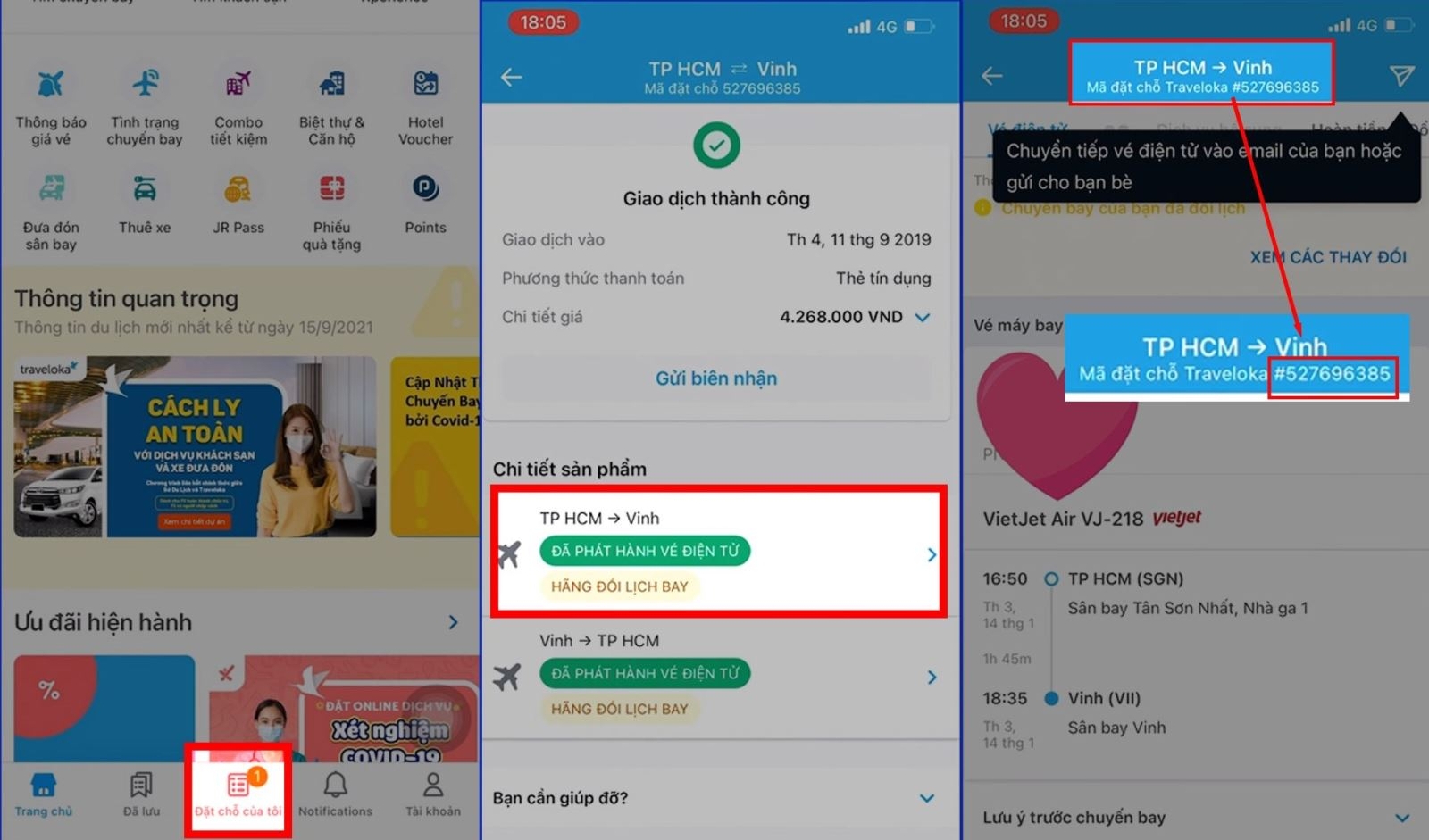 ​ cách kiểm tra vé máy bay đã đặt trên traveloka 3