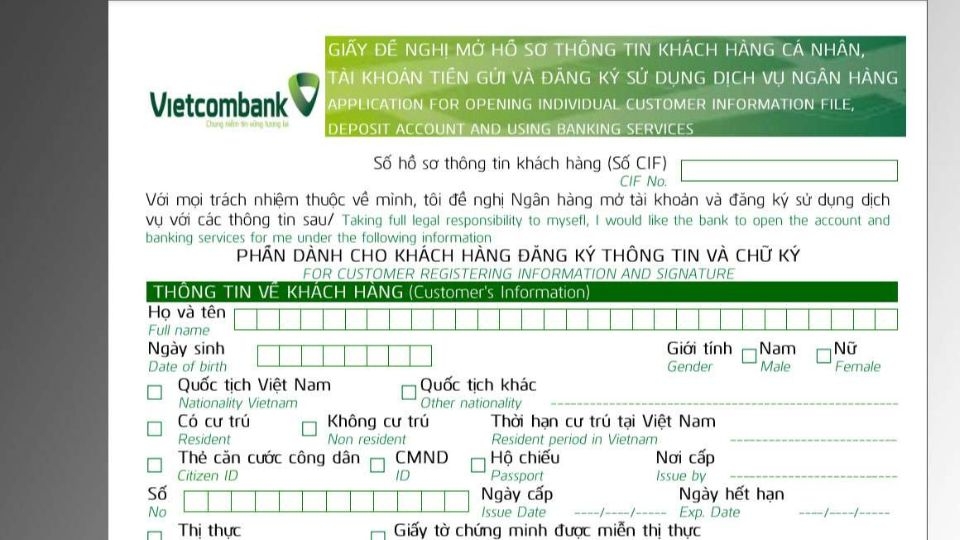 Bước 3: Tiến hành điền các thông tin vào biểu mẫu đăng ký mở tài khoản