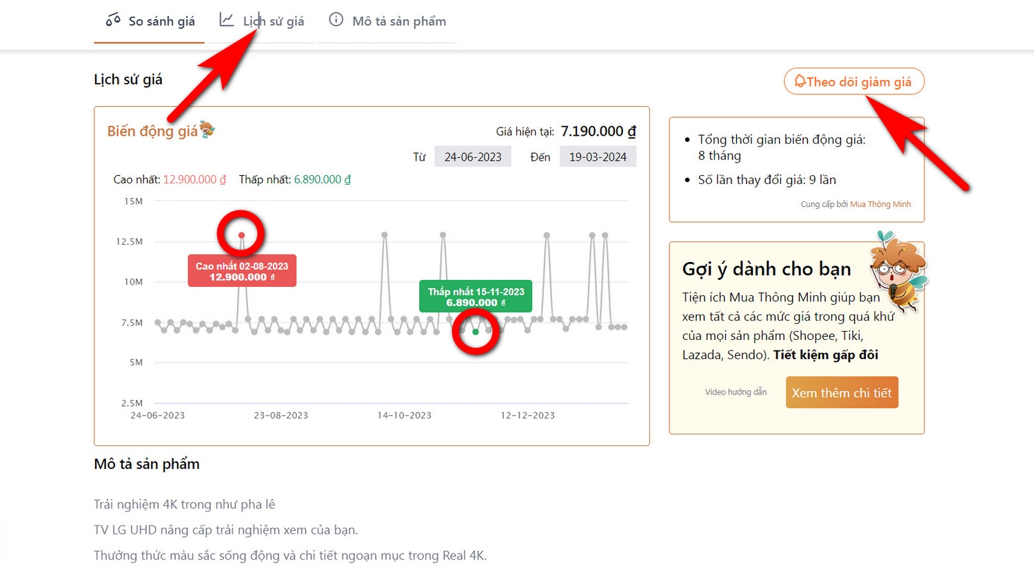 lịch sử giá shopee 6