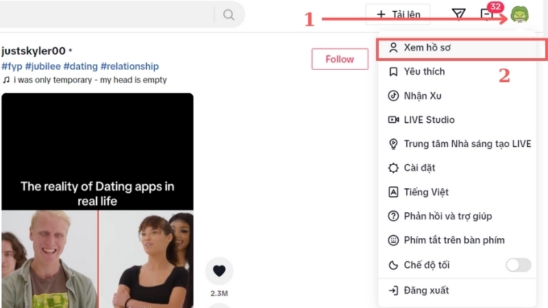 Hướng dẫn xem lịch sử video TikTok trên máy tính 1