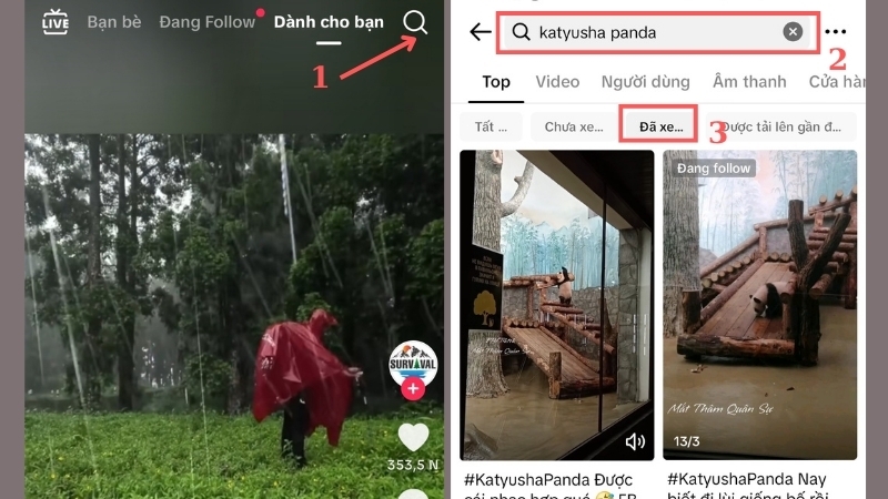 Sử dụng chức năng tìm kiếm kèm bộ lọc