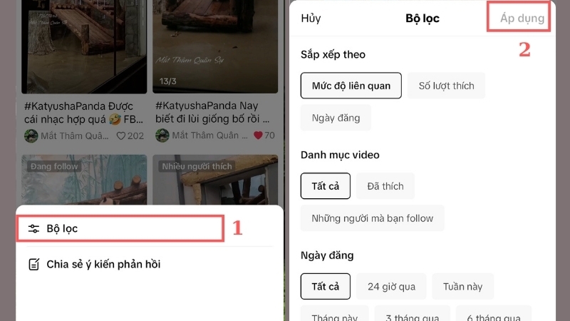 Sử dụng chức năng tìm kiếm kèm bộ lọc