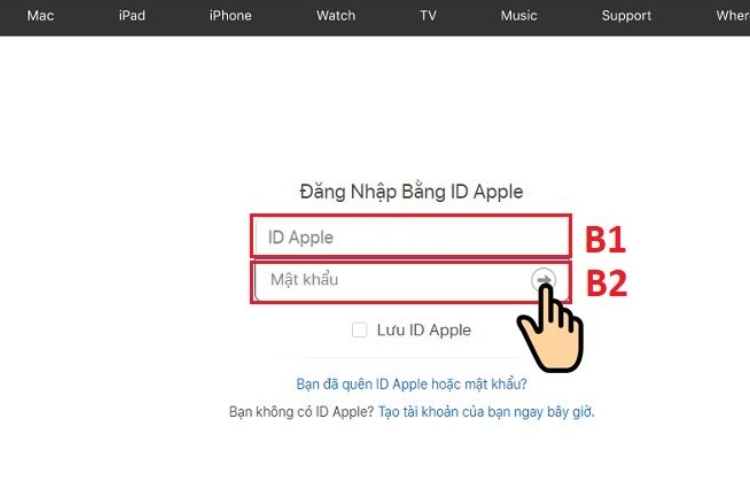 Điền ID Apple và Mật khẩu để truy cập hệ thống