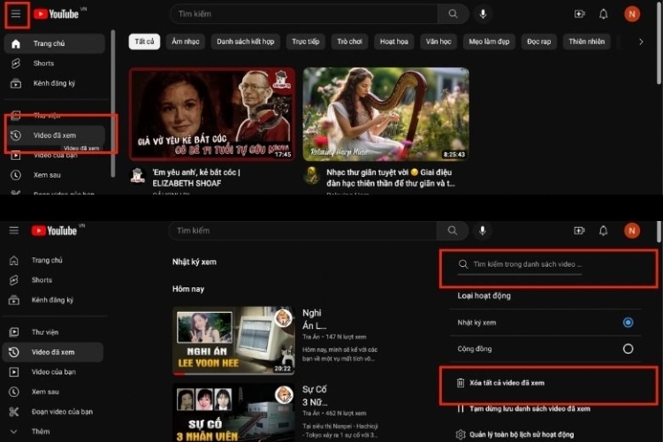 Cách tìm kiếm video đã xem trên Youtube