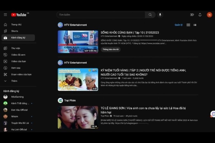 Cách xem kênh đã đăng ký trên Youtube