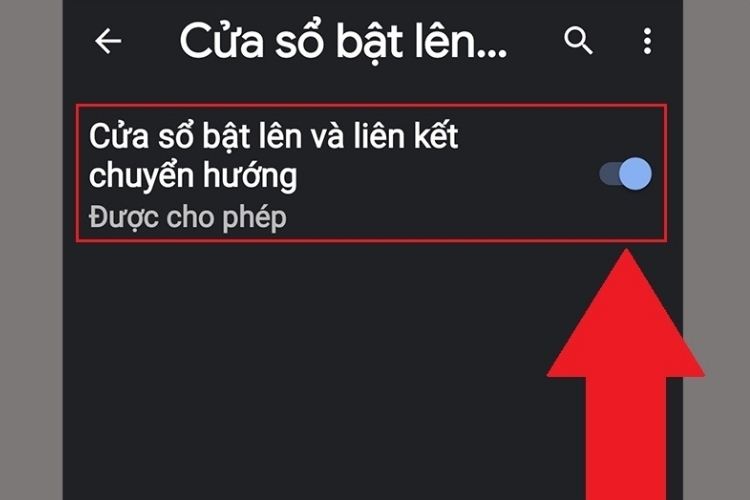 Bật tính năng chặn Cửa sổ bật lên và liên kết chuyển hướng