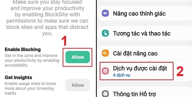 Thực hiện cho phép ứng dụng BlockSite hoạt động trên điện thoại
