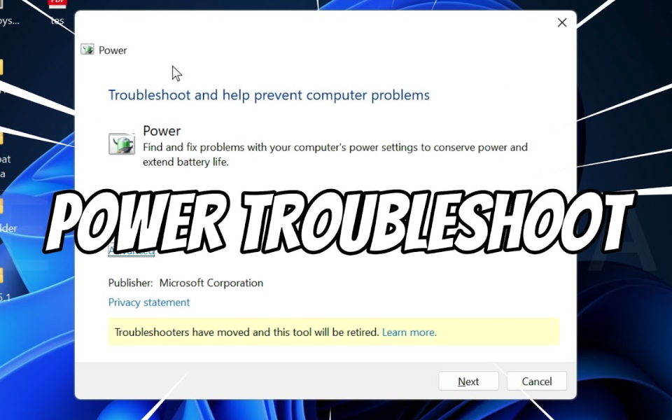 Sử dụng công cụ Power Troubleshoot